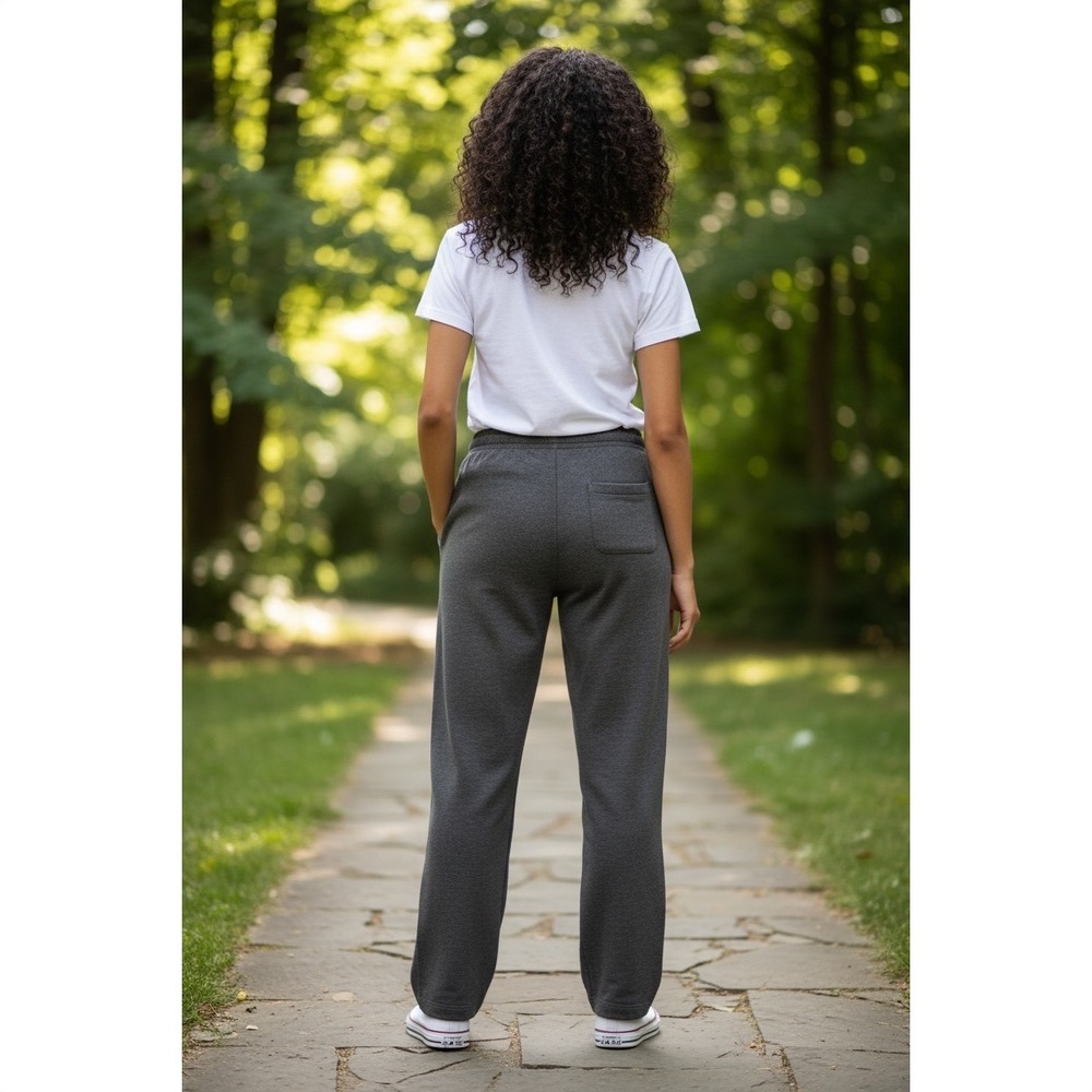 Nike Sweatpants Womens Medium Charcoal Gray Excellent Fleece Straight Leg Logo - Picture 2 of 4